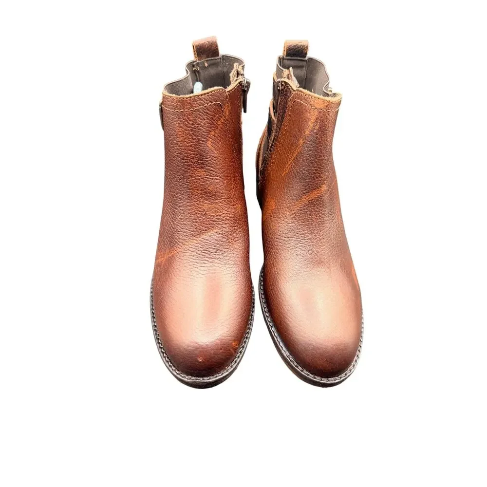 Fat Face Leather Ankle Boots Brown Buckle Chelsea EU 38 US 7.5